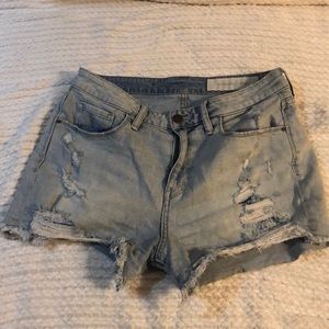 High waisted boyfriend denim shorts